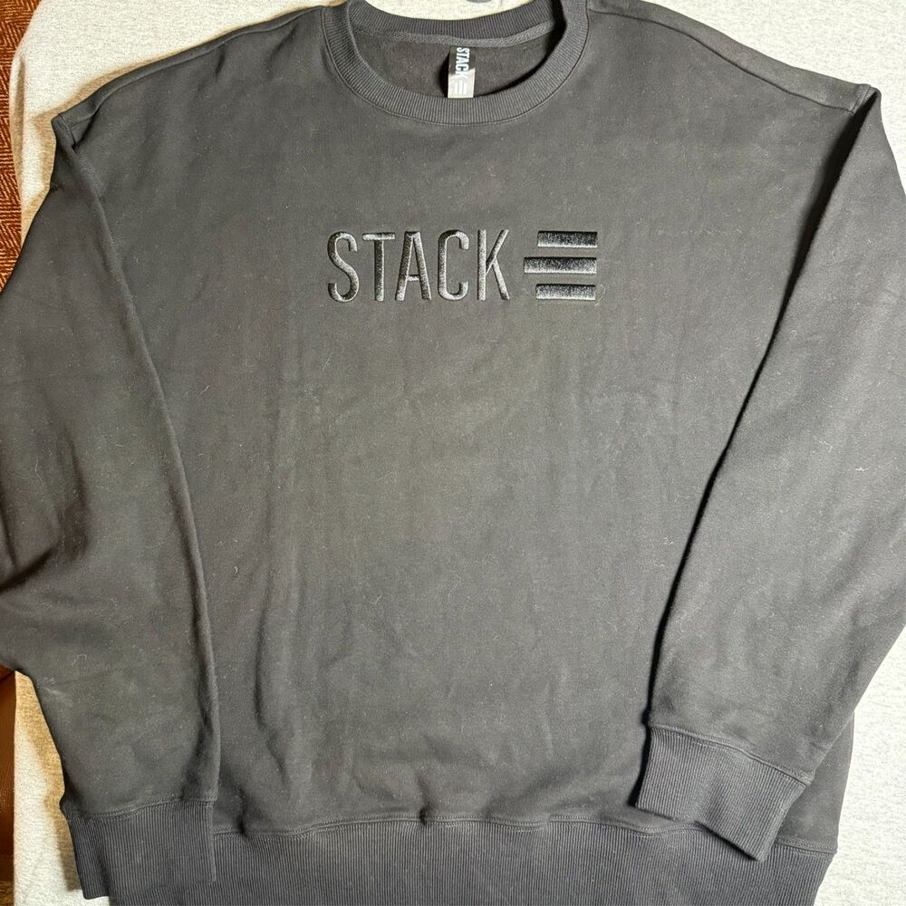 Stack Athletics Embroidered Sweatshirt XXL 2XL Black Pickleball Crewneck